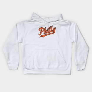 Philly Script - White/Orange Kids Hoodie